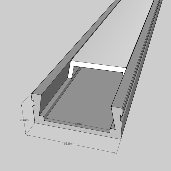 Алюминиевый профиль 551D (2000х15х6мм с рассеивателем)