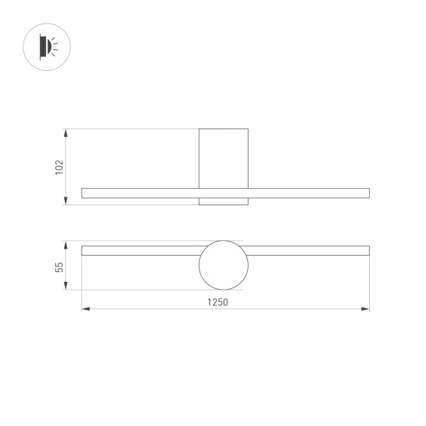 Светильник SP-VINCI-M-S1200x55-12W Warm3000 (BK, 110 deg, 230V) (Arlight, IP20 Металл, 3 года)