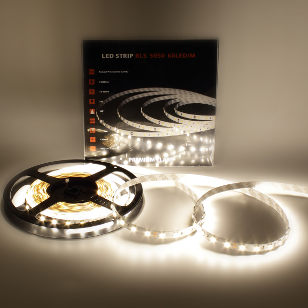 Светодиодная лента Class Premium, 5050, 60 led/m, Day White, 24V, IP33, А26