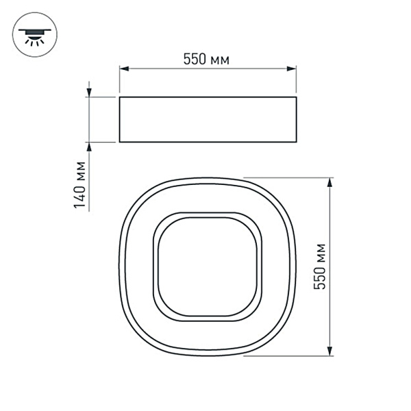 Светильник SP-TOR-QUADRAT-S550x550-53W Warm3000 (WH, 120 deg) (Arlight, IP20 Металл, 3 года)