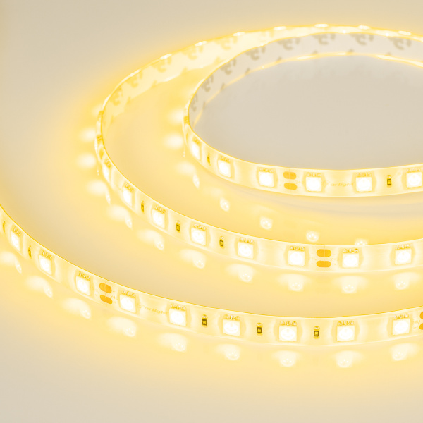 Лента RTW 2-5000SE 24V Yellow 2x (5060, 300 LED, LUX) (Arlight, 14.4 Вт/м, IP65)