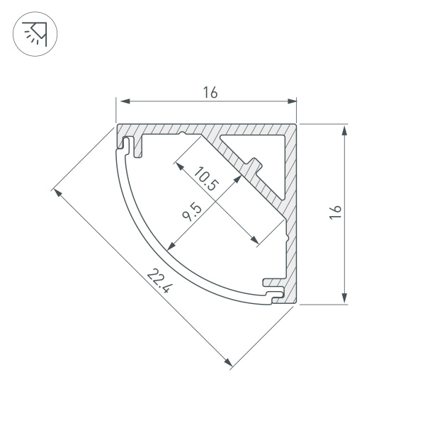 Профиль SL-KANT-H16-S10-2000 ANOD (Arlight, Алюминий)