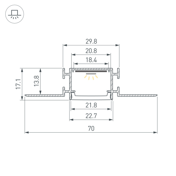 Профиль FANTOM-BENT-W23-SIDE-2000 ANOD (Arlight, Алюминий)
