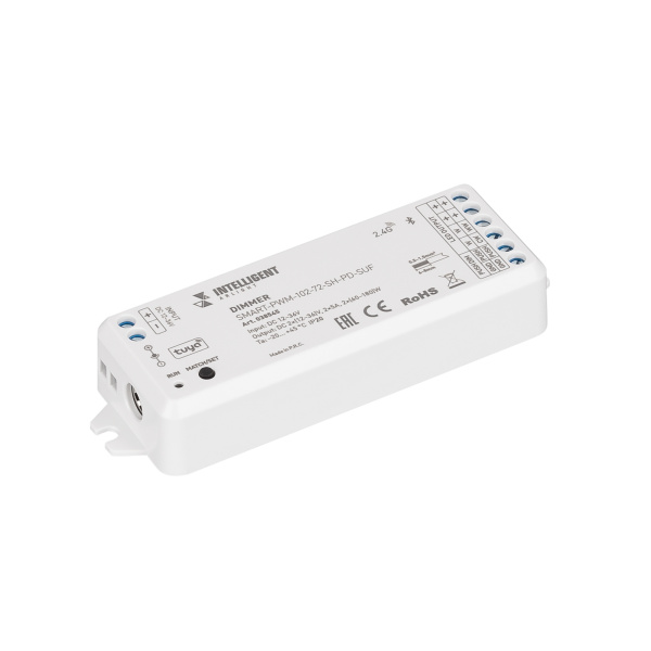 INTELLIGENT ARLIGHT Диммер SMART-PWM-102-72-SH-PD-SUF (12-36V, 2x5A, TUYA BLE, 2.4G) (IARL, IP20 Пластик, 5 лет)