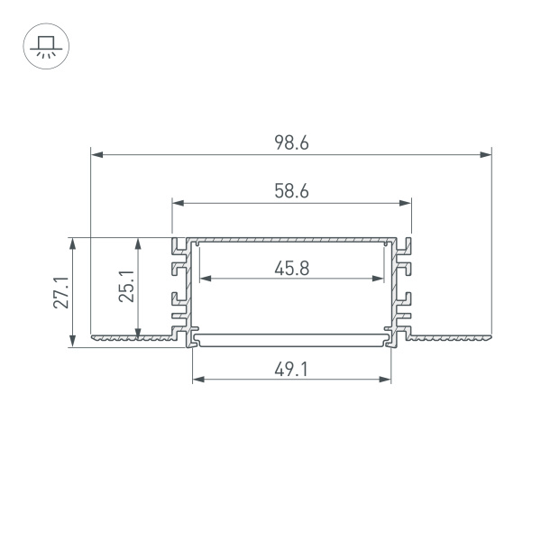 Профиль FANTOM-W49-2000 ANOD (Arlight, Алюминий)
