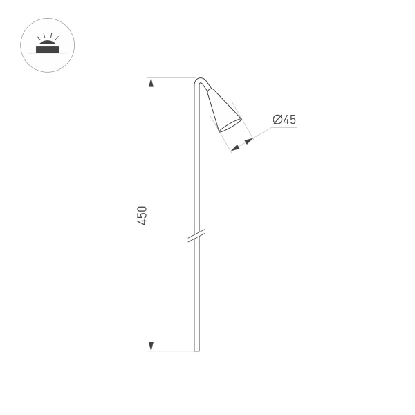 Светильник KT-HAREBELL-BOLL-H450-3W Warm3000 (BK, 40 deg, 24V) (Arlight, IP65 Металл, 3 года)