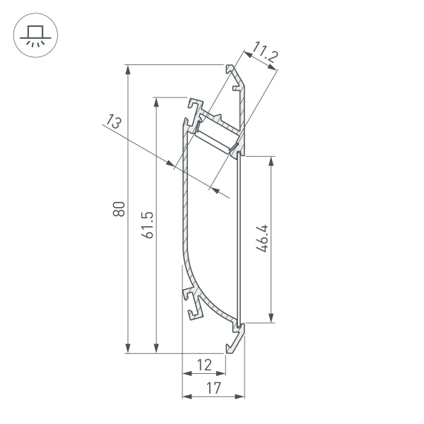 Профиль K-WALL-2000 ANOD (Arlight, Алюминий)