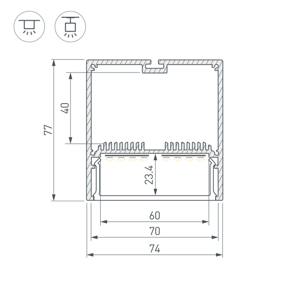 Профиль с экраном SL-LINE-7477-2500 BLACK+OPAL (Arlight, Алюминий)