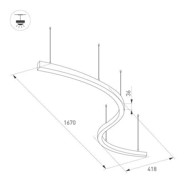 Светильник SP-LINE-HANG ARC-S3535-D800-65W Warm3000 (WHITE, 230V) (Arlight, Металл)