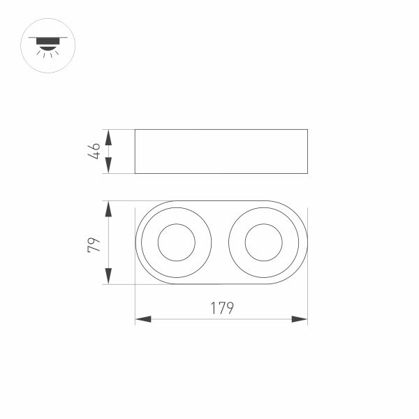 Корпус PLURIO-BASE-SURFACE-RS179x78 (BK, 1-2, 200mA) (Arlight, IP20 Металл, 3 года)