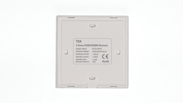 Сенсорная панель T24 White IC78 (RGBW/RGB, 4 zone, RF 2.4GHz, 3VDC(AAAx2))