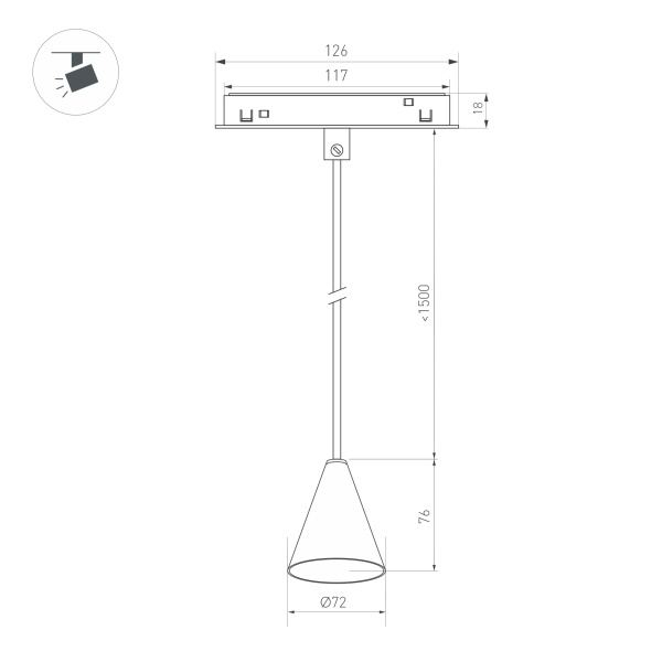 Светильник MAG-ORIENT-CONE-HANG-7W Warm3000 (BK, 40 deg, 48V) (Arlight, IP20 Металл, 3 года)