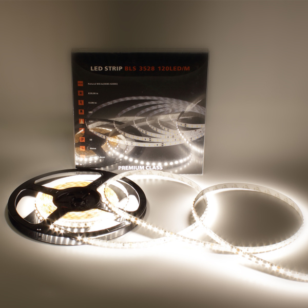 Светодиодная лента Class Premium, 3528, 120 led/m, Day White, 24V, IP33, А5