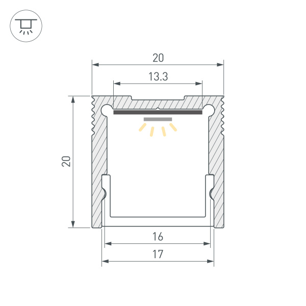 Профиль SL-SLIM20-H20-3000 ANOD (BY) (Arlight, Алюминий)