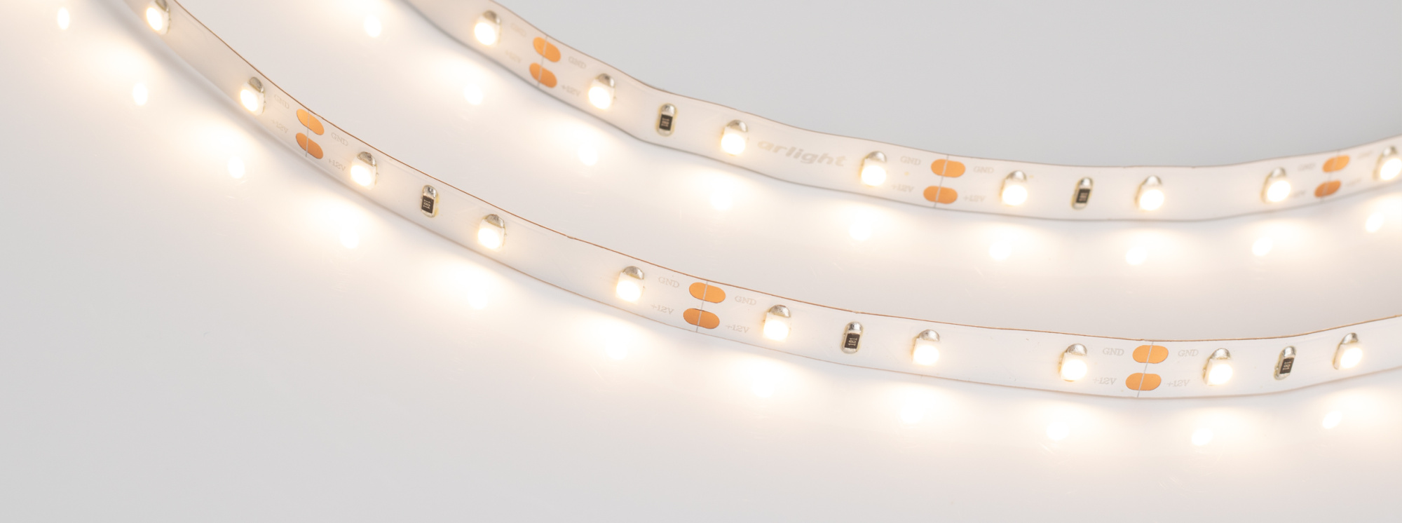 Лента RT 2-5000 12V Warm2700 (3528, 300 LED, LUX) (Arlight, 4.8 Вт/м, IP20)