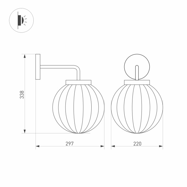 Светильник LGD-PEARL-WALL-7W Warm3000 (GR, 164 deg, 230V) (Arlight, IP65 Металл, 3 года)