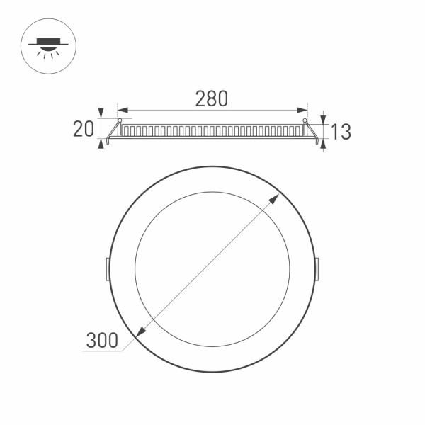 Светильник DL-300M-25W Warm3000 (Arlight, IP40 Металл, 3 года)