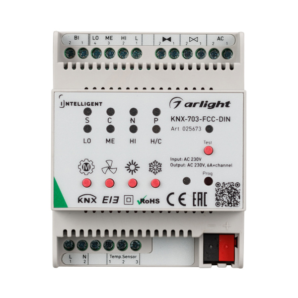 INTELLIGENT ARLIGHT Контроллер фанкойла KNX-703-FCC-DIN (230V, 3x6A) (IARL, Пластик)