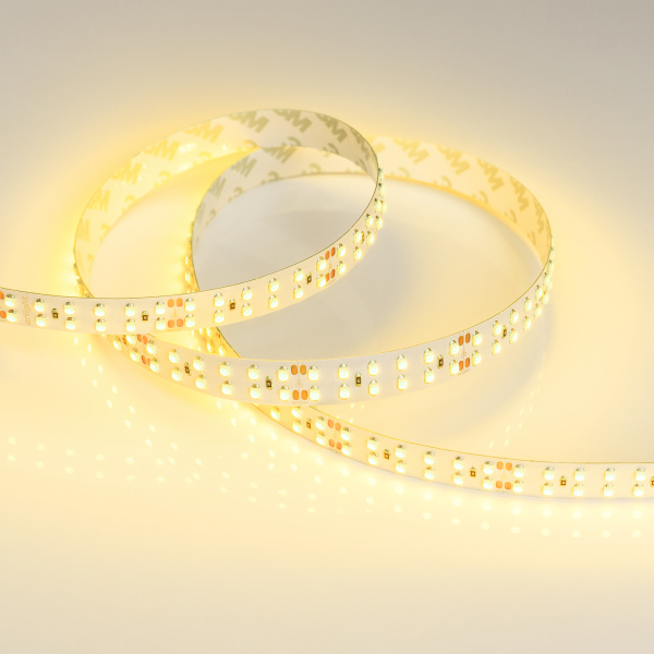 Лента RT 2-5000 24V Yellow 2x2 (3528, 1200 LED, LUX) (Arlight, 19.2 Вт/м, IP20)