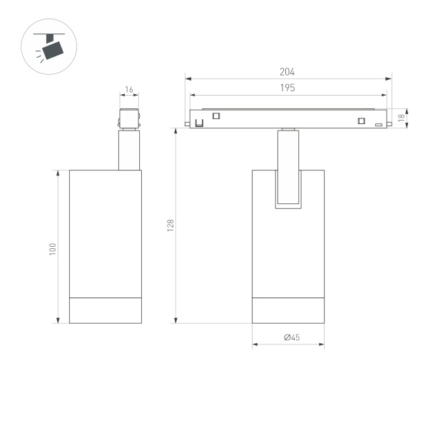 Светильник MAG-FLEX-SPOT-R45-12W Warm3000 (BK, 24 deg, 48V) (Arlight, IP20 Металл, 5 лет)