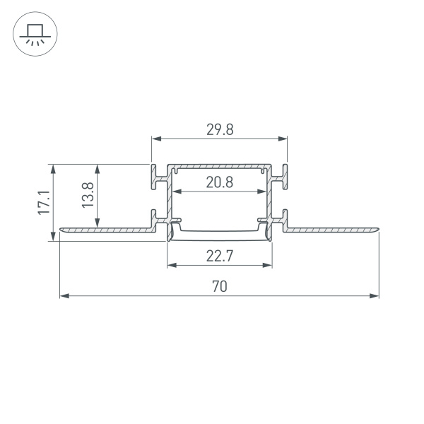 Профиль FANTOM-BENT-W23-SIDE-2000 ANOD (Arlight, Алюминий)