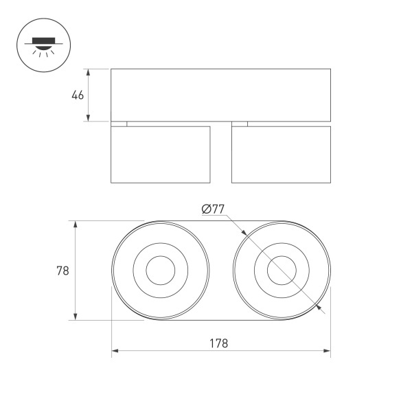 Светильник SP-PLURIO-SURFACE-RS179x78-18W Day4000 (BK-NI, 36 deg, 230V) (Arlight, IP20 Металл, 3 года)