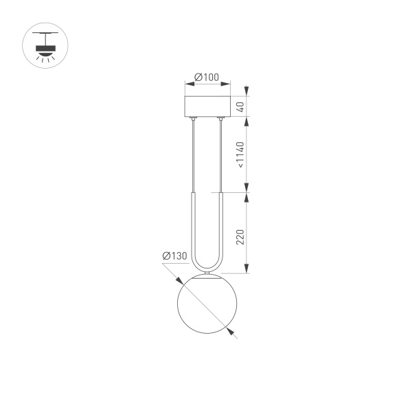 Светильник SP-BEADS-HANG-U-R130-10W Day4000 (BK-GD, 275 deg, 230V) (Arlight, IP20 Металл, 5 лет)