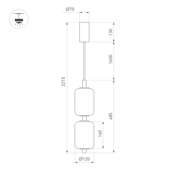 Светильник SP-CARAMELA-HANG-R120-7W Warm2700 (BK, 300 deg, 230V) (Arlight, IP20, Натуральный шелк, 3 года)