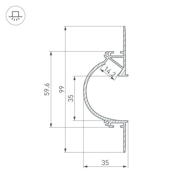 Профиль ARH-CEIL-REFLECT-2000 WHITE (Arlight, Алюминий)