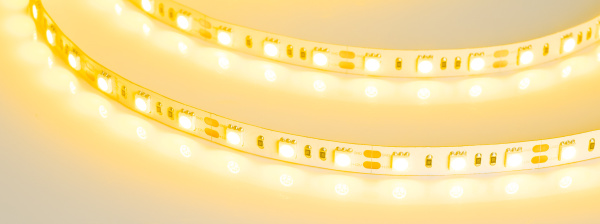 Лента RT 2-5000 12V Yellow 2x (5060, 300 LED, LUX) (Arlight, 14.4 Вт/м, IP20)