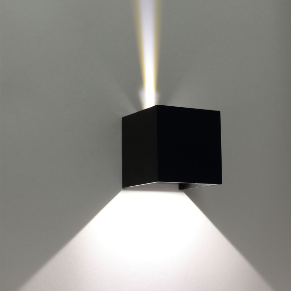 Светильник настенный светодиодный JH-BD-B08 DHL30 (220V, 2х3W, черный корпус, IP65, warm white)