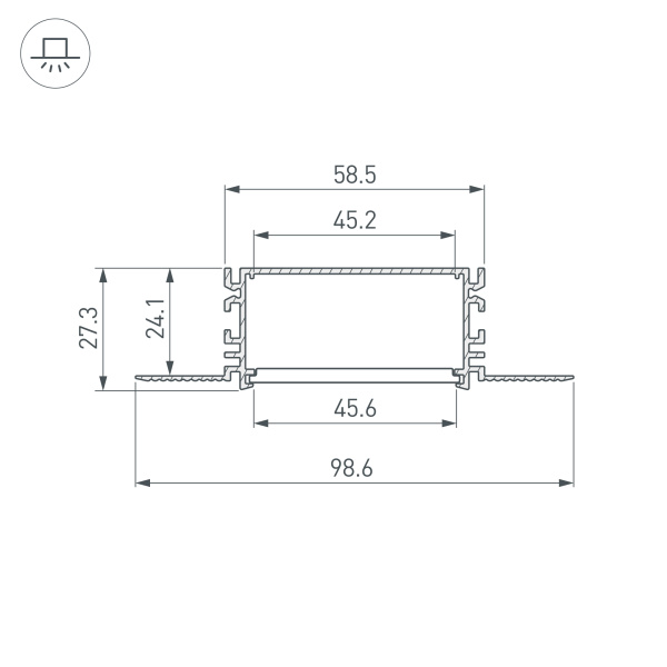 Профиль FANTOM-BENT-W49-SIDE-2000 ANOD (Arlight, Алюминий)