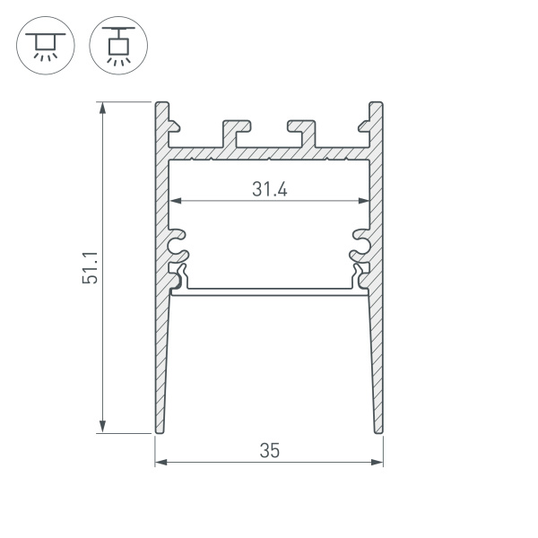 Профиль SL-COMFORT-3551-2000 ANOD (Arlight, Алюминий)