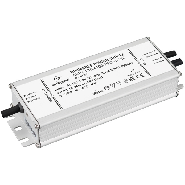 Блок питания ARPV-UH24100-PFC-0-10V (24V, 4.0A, 96W) (Arlight, IP67 Металл, 7 лет)