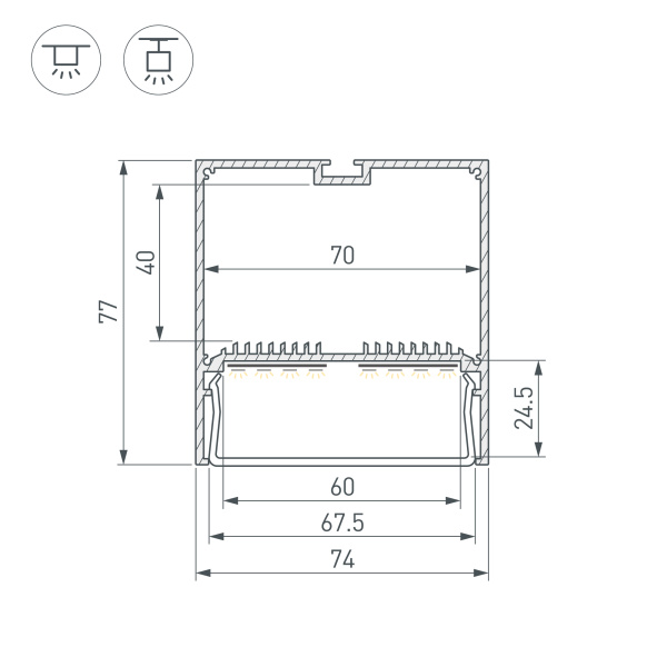 Профиль SL-LINE-7477-2000 ANOD (BY) (Arlight, Алюминий)