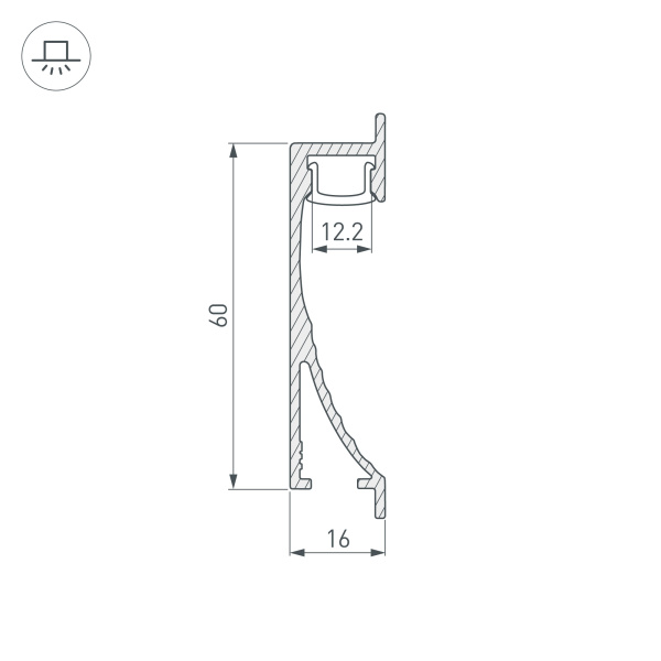 Профиль с экраном ALU-WALL-US-2000 ANOD+FROST (Arlight, Алюминий)