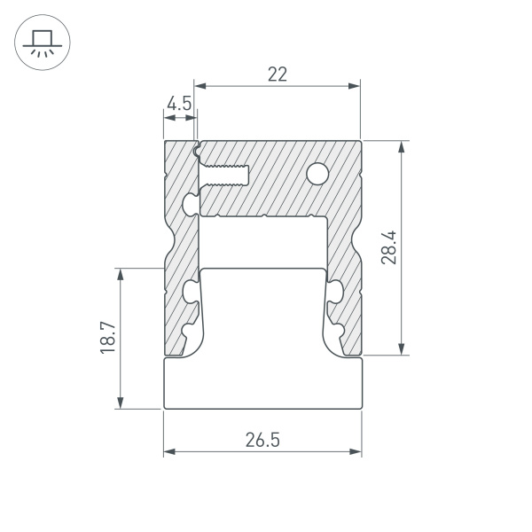 Профиль ARH-FLOOR27-H28-2000 ANOD (Arlight, Металл)