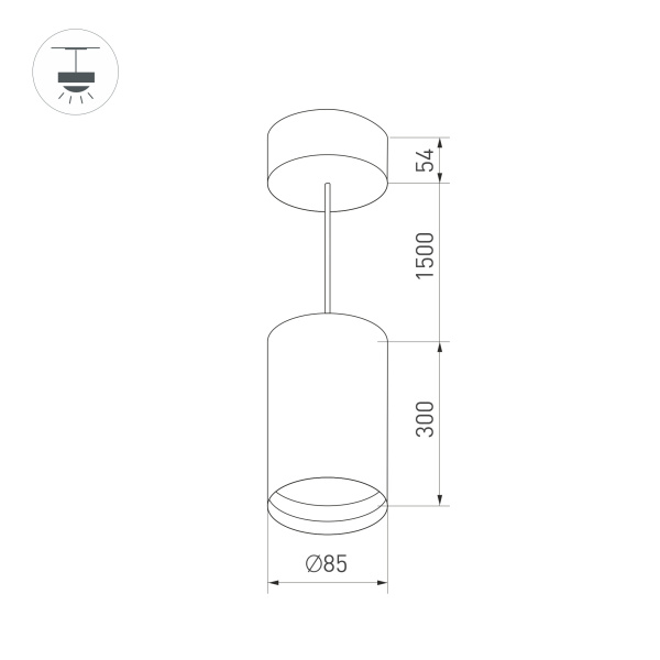 Корпус SP-POLO-HANG-LONG300-R85 (BK, 1-3, 350mA) (Arlight, IP20 Металл, 3 года)