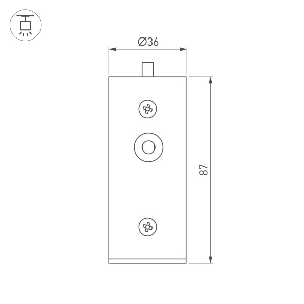 Заглушка ROUND-D36-360 BLACK с отверстием (Arlight, Металл)