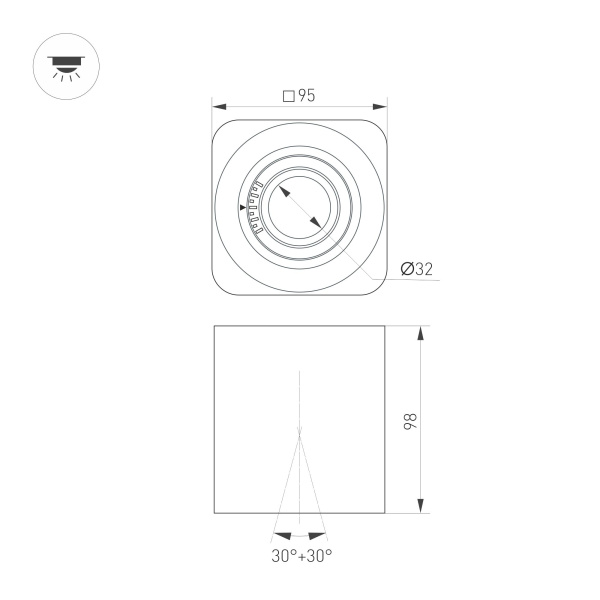 Светильник SP-ACENTO-S95x95-10W Day4000 (WH, 20-45 deg, 230V) (Arlight, IP20 Металл, 5 лет)