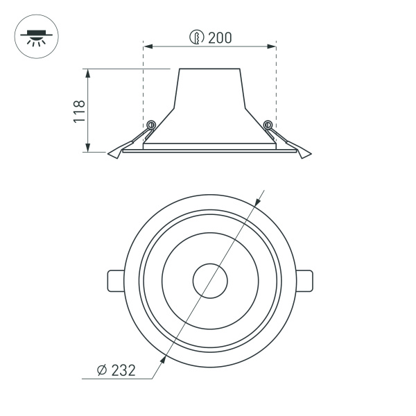 Светильник LTD-LEGEND-R230-35W Warm3000 (WH, 50 deg) (Arlight, IP20 Металл, 3 года)