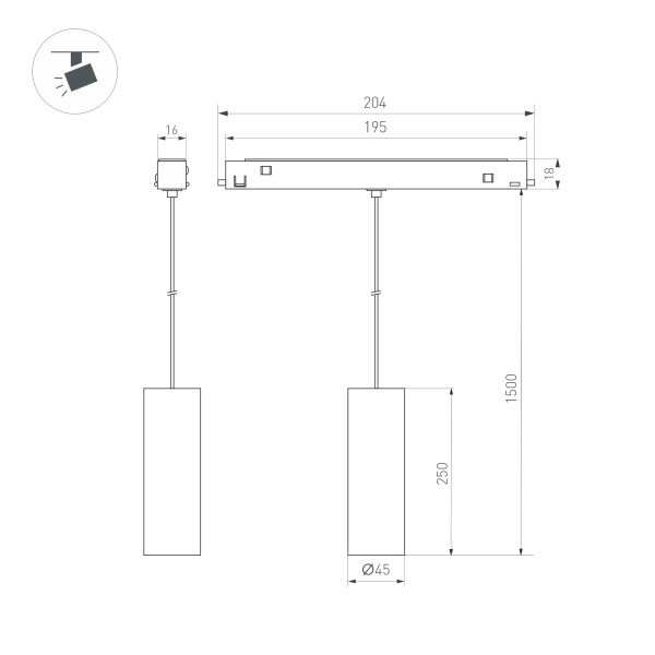 Светильник MAG-ORIENT-SPOT-HANG-R45-12W Day4000 (WH, 24 deg, 48V, DALI) (Arlight, IP20 Металл, 5 лет)