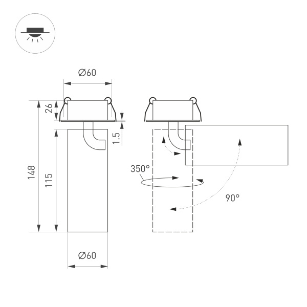 Светильник SP-GABI-BUILT-FLAP-R60-12W Day4000 (BK, 60 deg, 230V) (Arlight, IP40 Металл, 5 лет)