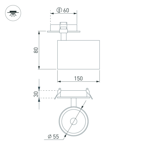 Светильник LGD-LUMOS-R55-16W Warm3000 (WH, 25 deg, 230V) (Arlight, IP20 Металл, 3 года)