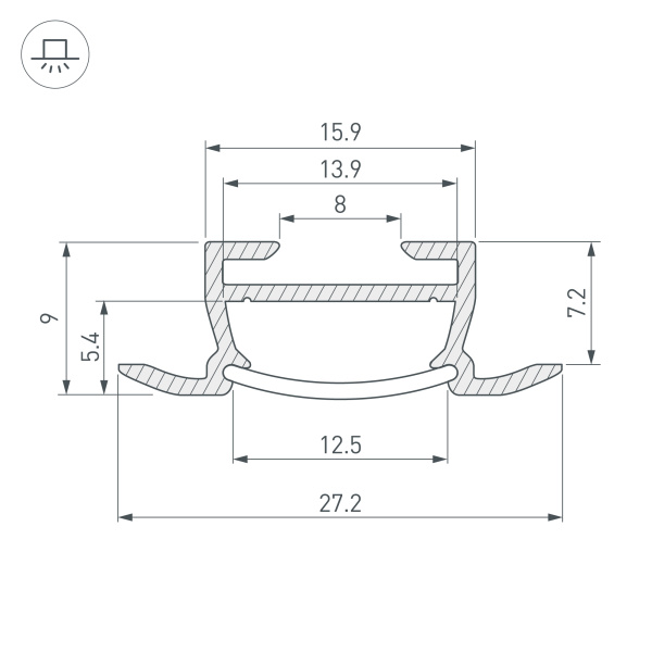 Профиль TK-F-2000 (CT) ANOD (Arlight, Алюминий)