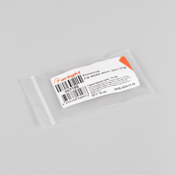 Коннектор FIX-MONO-8mm-2pin-STW  (Arlight, Прозрачный)