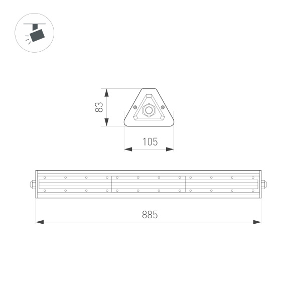 Светильник SP-LAGERN-L885-150W Day4000 (WH, 50х90 deg, 230V) (Arlight, IP65 Металл, 5 лет)