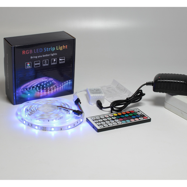 Набор светодиодной ленты 5XRGB30-A03 X13 (12V, RGB 30led/m 5m, IR, адаптер 220V, IP20)