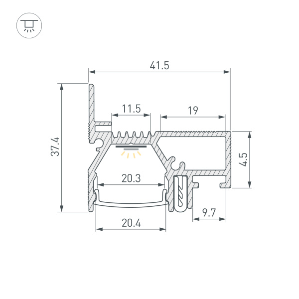 Профиль STRETCH-20-WALL-D-SIDE-2000 BLACK (Arlight, Алюминий)