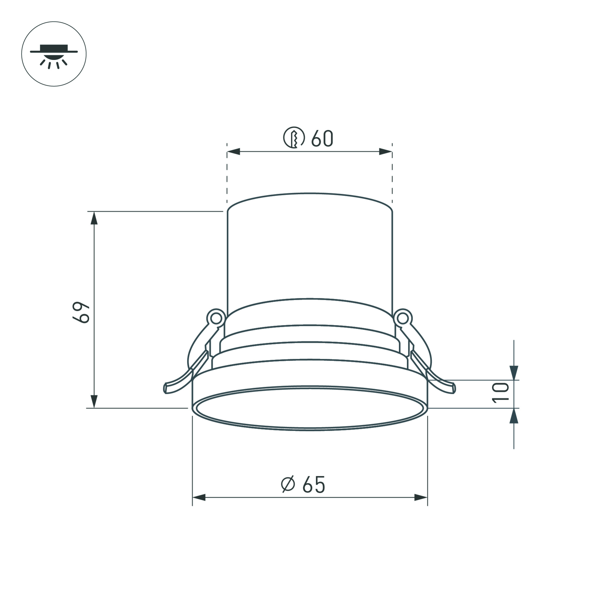 Светильник MS-VOLCANO-BUILT-R65-6W Warm3000 (BK, 38 deg, 230V) (Arlight, IP20 Металл, 5 лет)